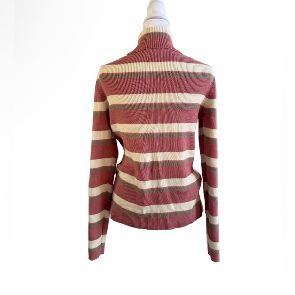 Casual Corner Striped Ribbed Turtleneck Sweater - Picture 2 of 4